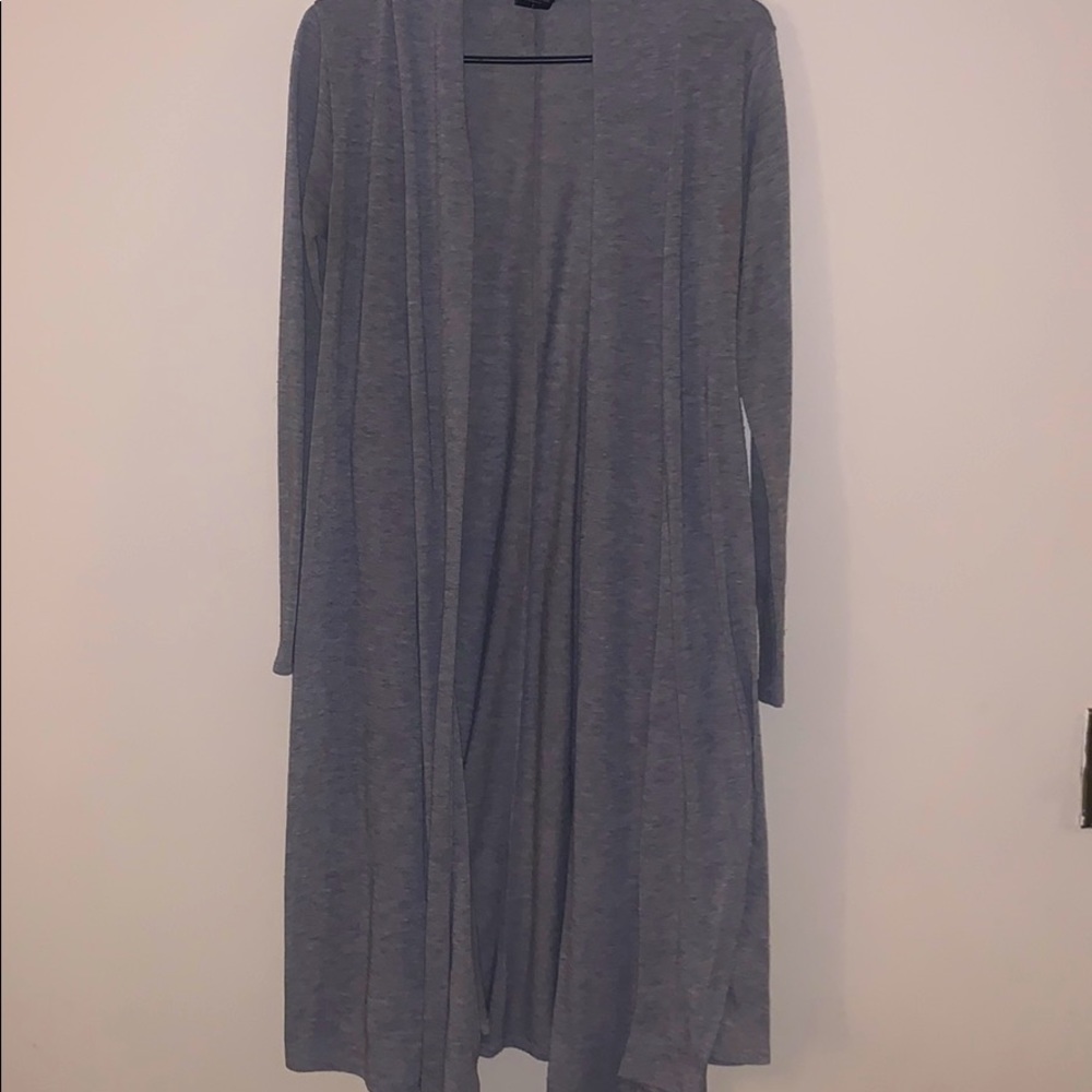 A grey long sleeve cover-up